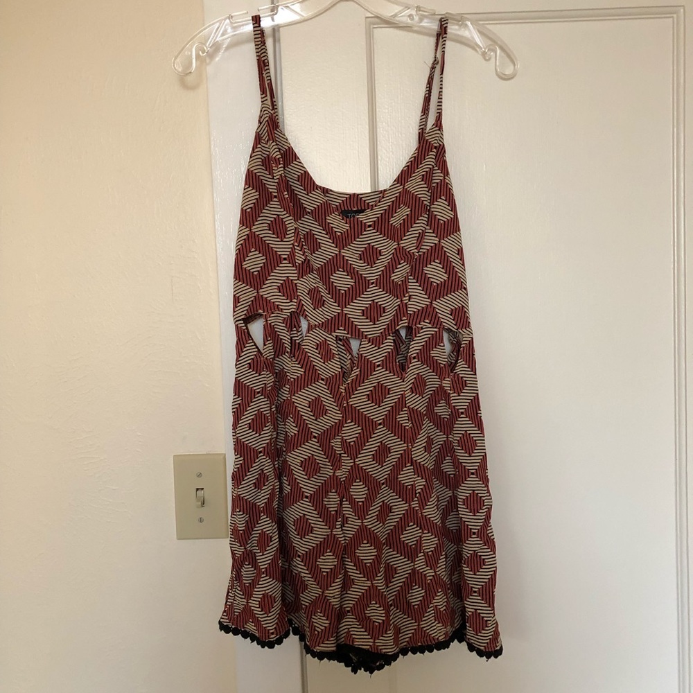 TOPSHOP 4 Orange graphic print cutout romper